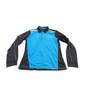 Amazon Mens Blue Gray Active Polo Long Sleeve Shirt Size M Medium